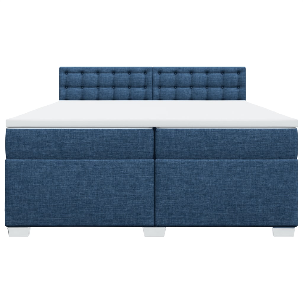 vidaXL Boxspring met matras stof blauw 200x200 cm, foto 4