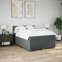 vidaXL Box Spring Bed with Mattress Dark Grey Double Fabric