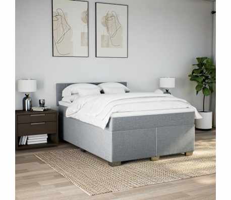 vidaXL Box Spring Bed with Mattress Dark Grey Queen Fabric