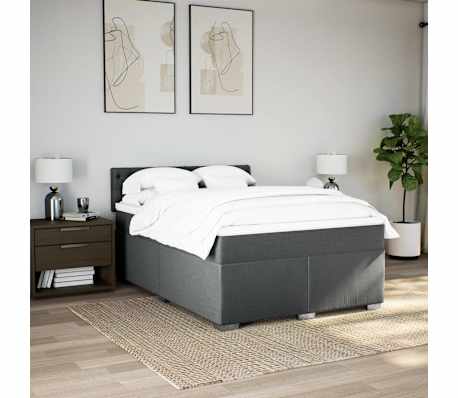 vidaXL Box Spring Bed with Mattress Black Queen Fabric