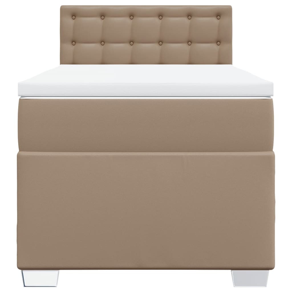 vidaXL Boxspring met matras kunstleer cappuccinokleurig 80x200 cm bruin, foto 4