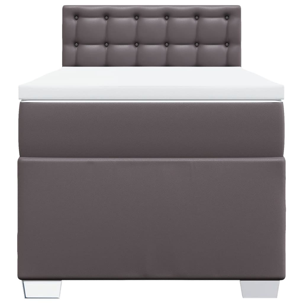 vidaXL Boxspring met matras kunstleer grijs 90x190 cm, foto 4