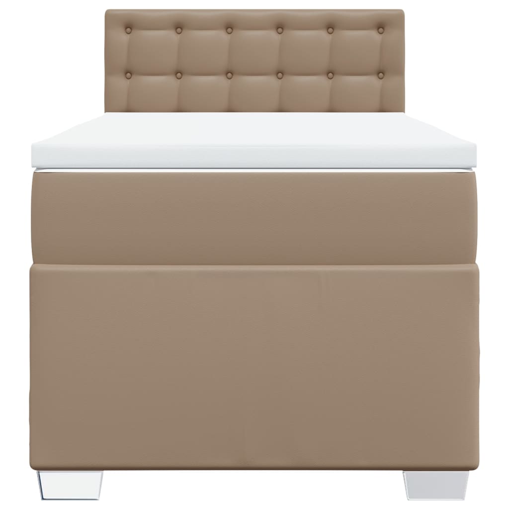 vidaXL Boxspring met matras kunstleer cappuccinokleurig 90x190 cm bruin, foto 4