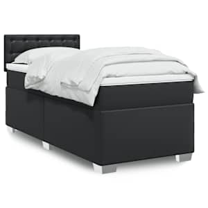 Box spring postelja z vzmetnico črna 90x200 cm umetno usnje