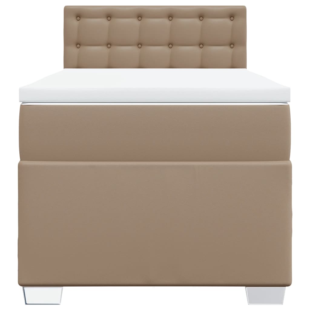 vidaXL Boxspring met matras kunstleer cappuccinokleurig 100x200 cm bruin, foto 4