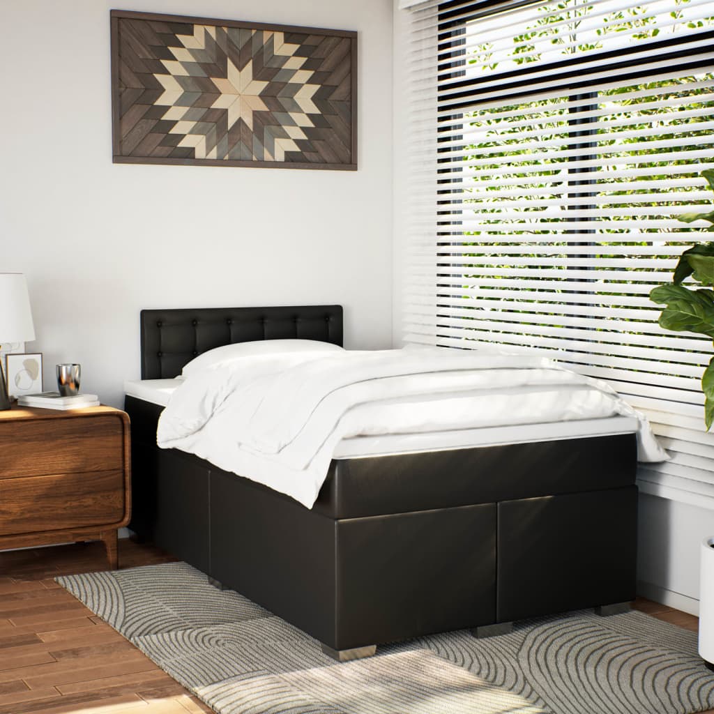 vidaXL Boxspring met matras kunstleer zwart 120x190 cm, foto 2