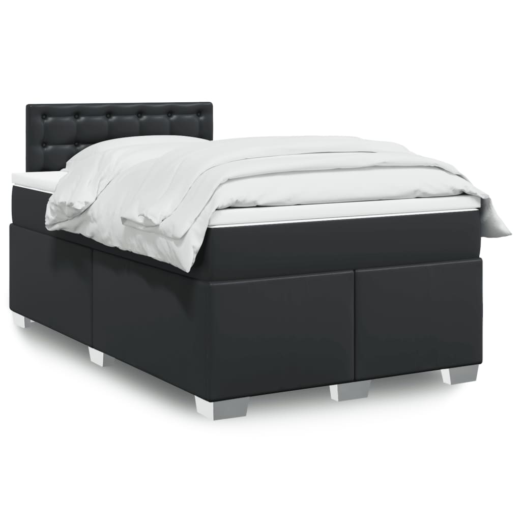 Kontinentalseng med madras og topmadras 120x190 cm - kunstlæder, sort