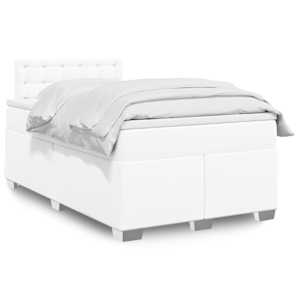 Box spring postel s matrací bílá 120x190 cm umělá kůže - obrázek 1