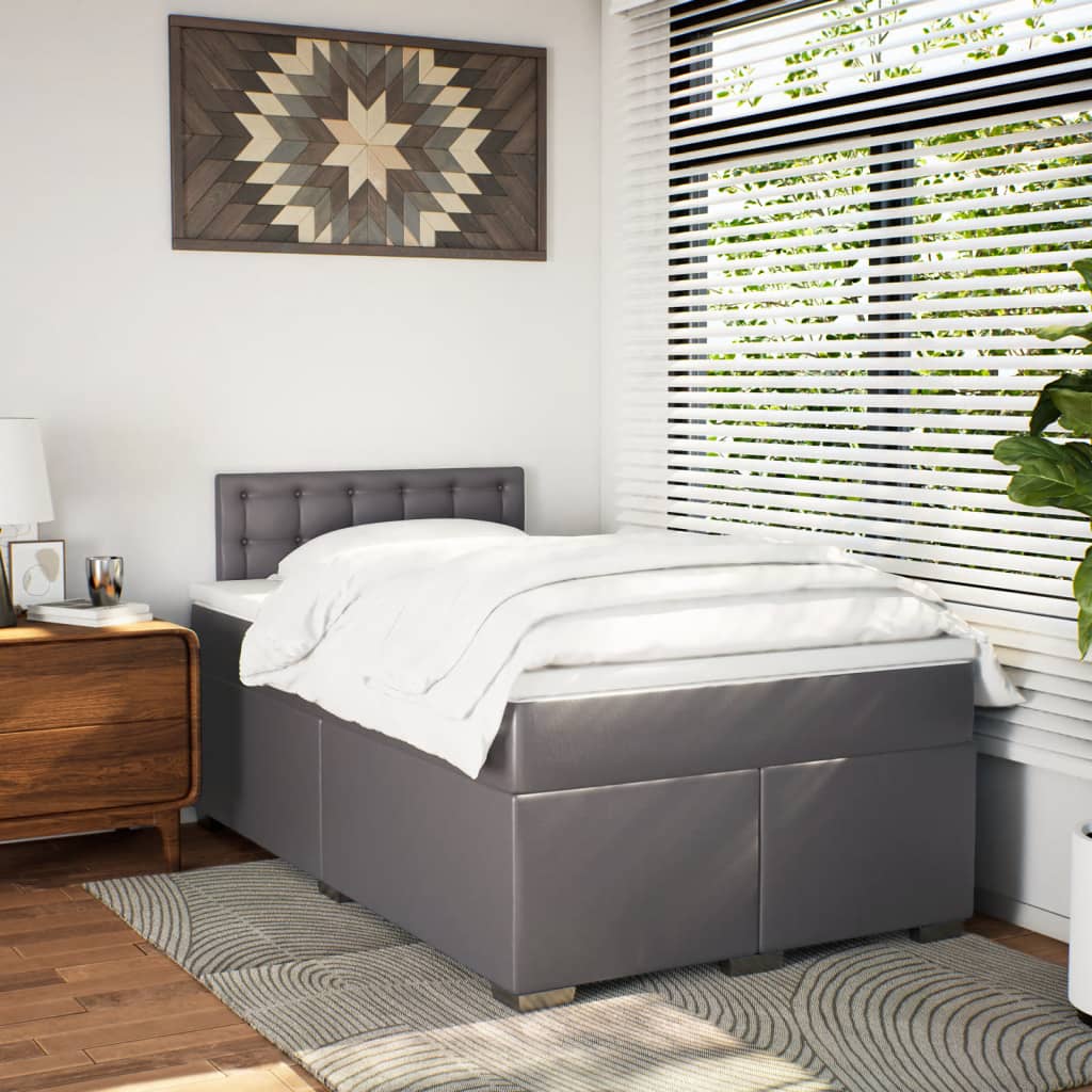 Thumbnail - vidaXL Boxspringbett mit Matratze Grau 120x190 cm Kunstleder