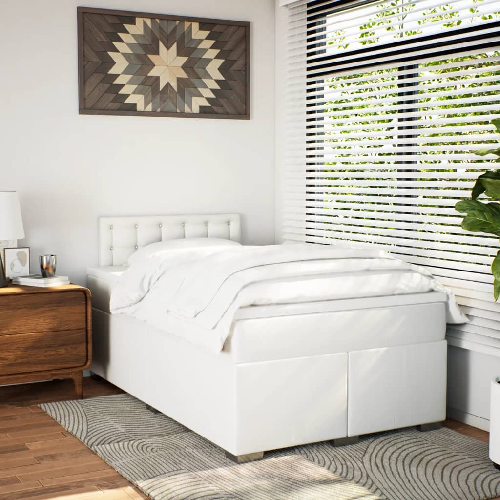 vidaXL Boxspring met matras kunstleer wit 120x200 cm afbeelding