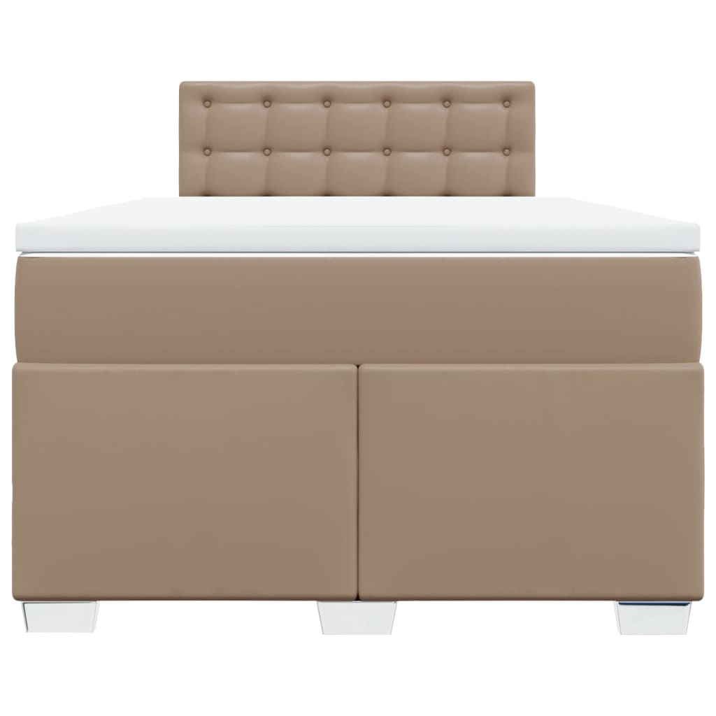 vidaXL Boxspring met matras kunstleer cappuccinokleurig 120x200 cm bruin, foto 4