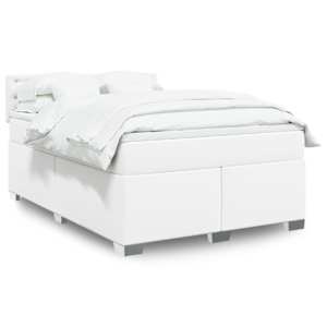 Box spring postel s matrací bílá 140 x 190 cm umělá kůže - obrázek 1