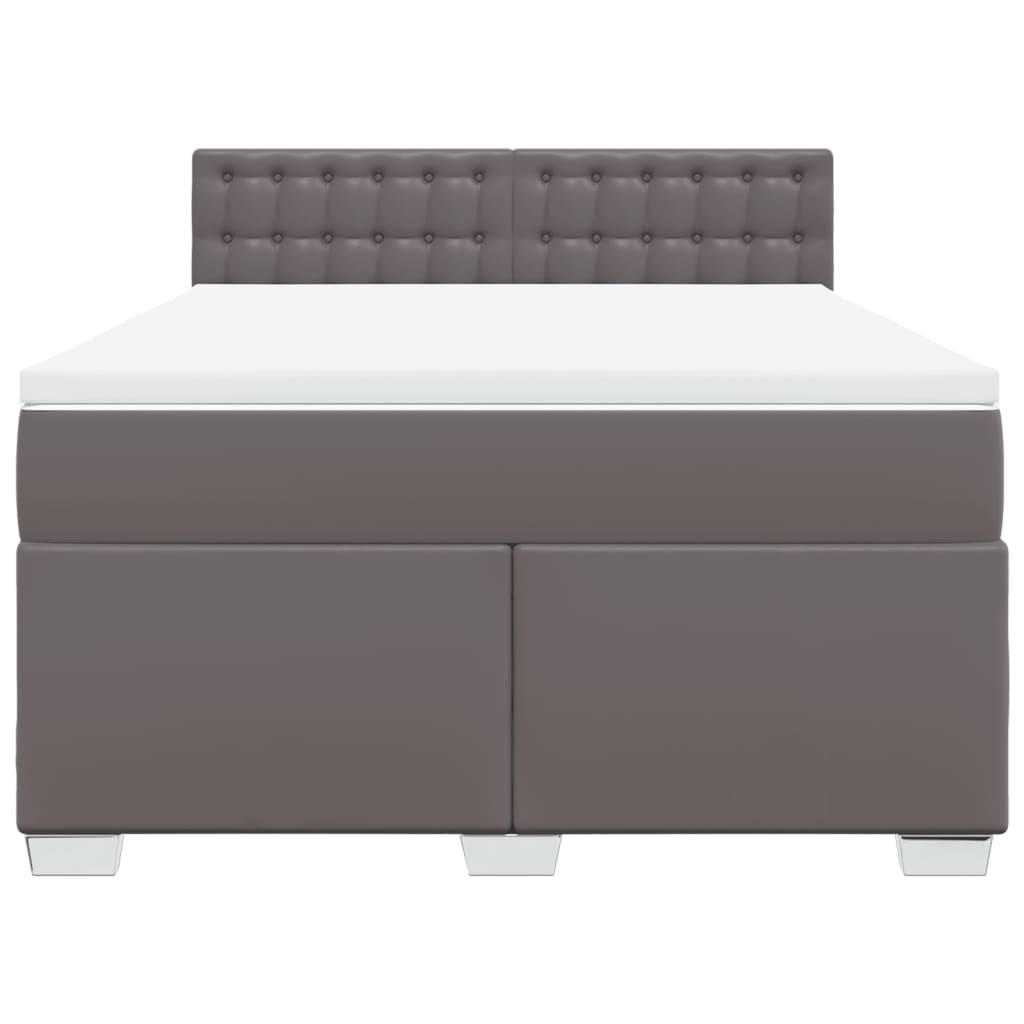vidaXL Boxspring met matras kunstleer grijs 140x190 cm, foto 4