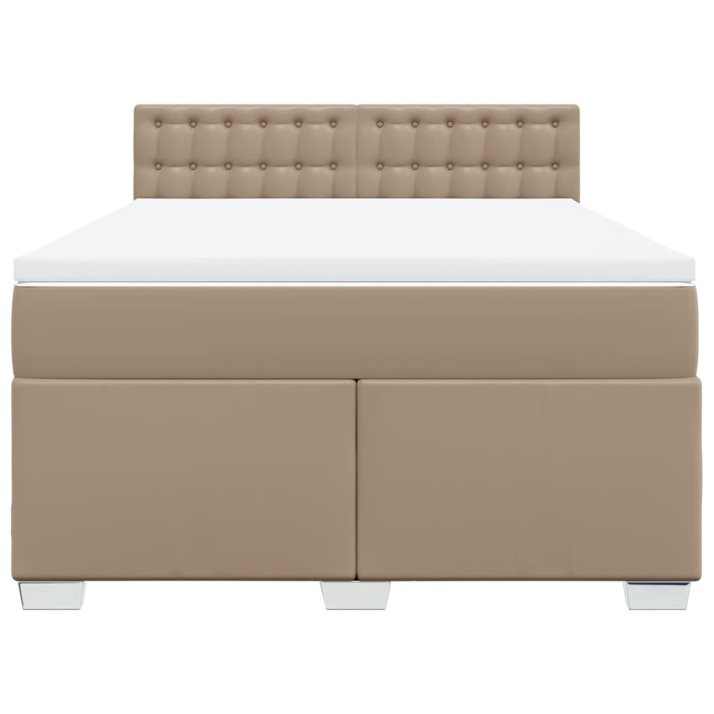 vidaXL Boxspring met matras kunstleer cappuccinokleurig 140x190 cm bruin, foto 4
