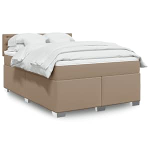 Box spring postelja z vzmetnico kapučino 140x190cm umetno usnje