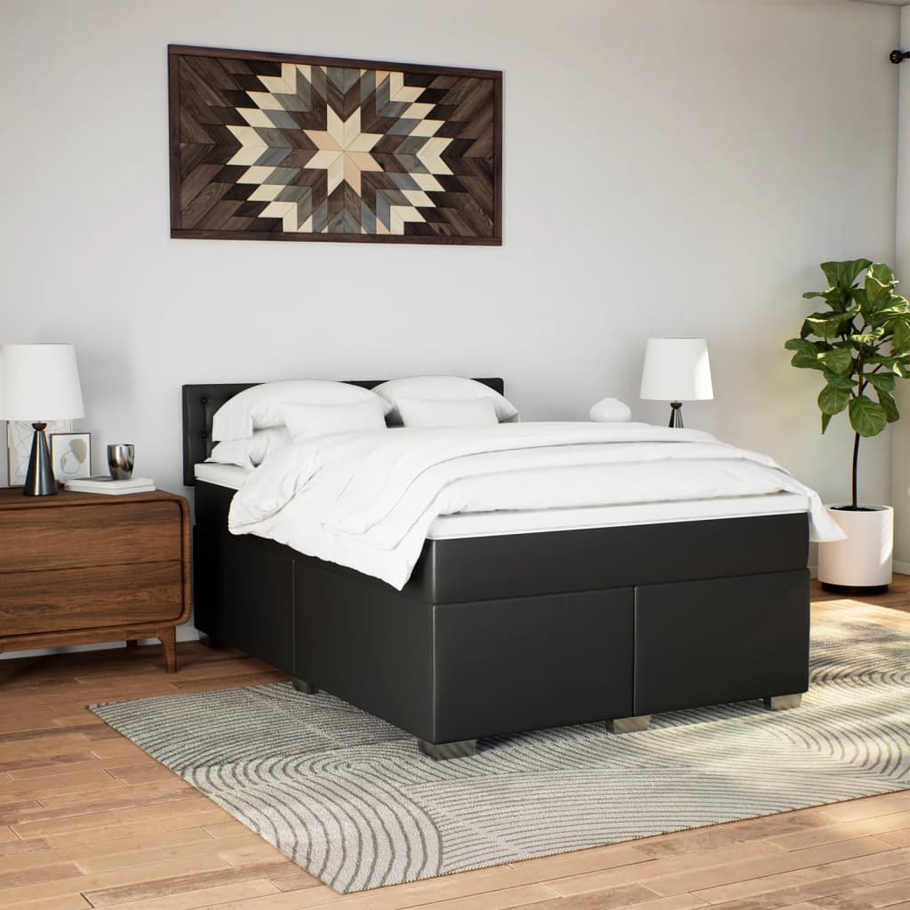 vidaXL Boxspring met matras kunstleer zwart 140x200 cm afbeelding