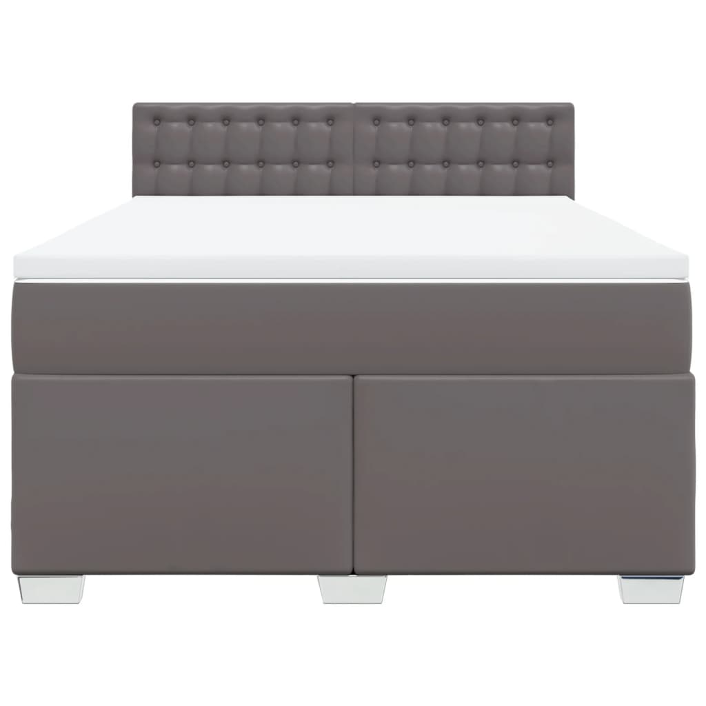 vidaXL Boxspring met matras kunstleer grijs 140x200 cm, foto 4