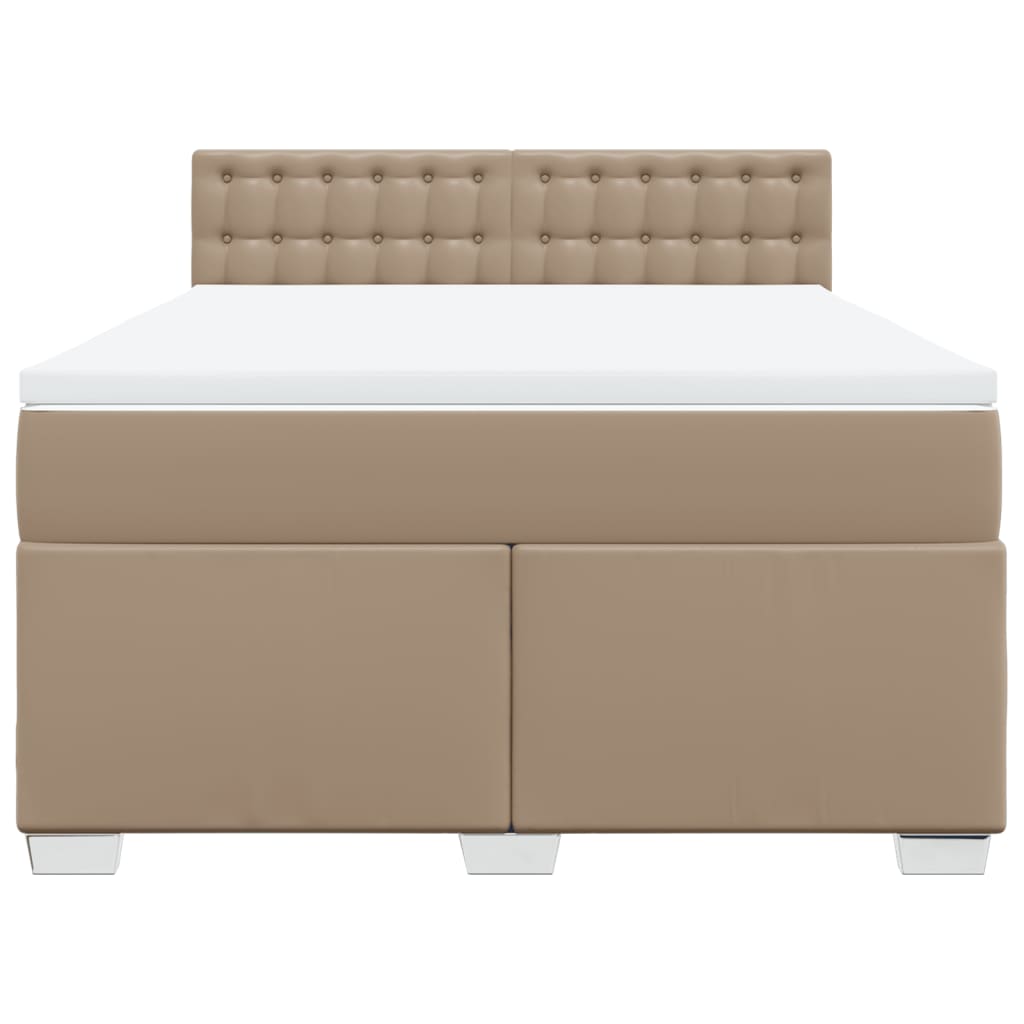 vidaXL Boxspring met matras kunstleer cappuccinokleurig 140x200 cm bruin, foto 4