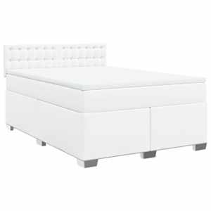 Box spring postel s matrací bílá 160x200 cm umělá kůže - obrázek 2