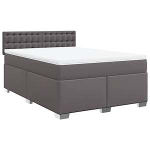 Box spring postel s matrací šedá 160x200 cm umělá kůže - obrázek 2