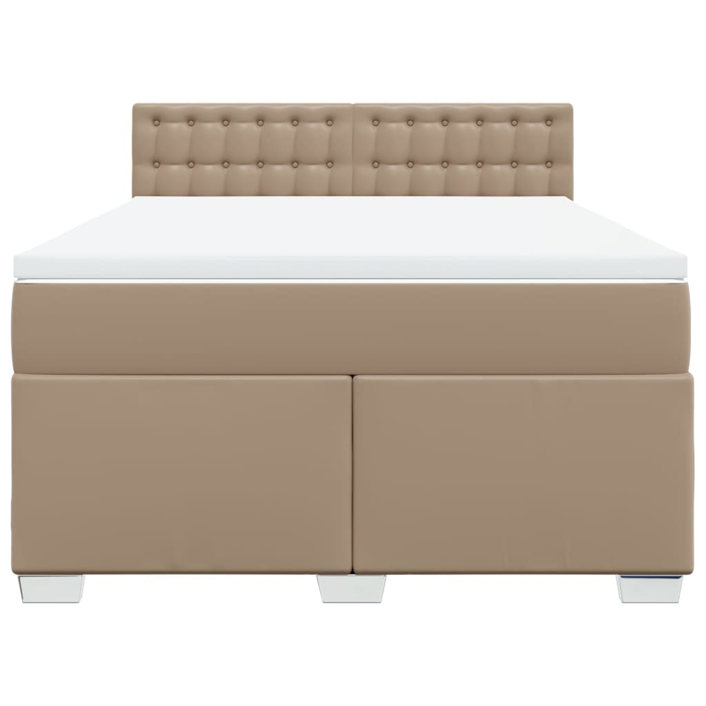 vidaXL Boxspring met matras kunstleer cappuccinokleurig 160x200 cm bruin, foto 4