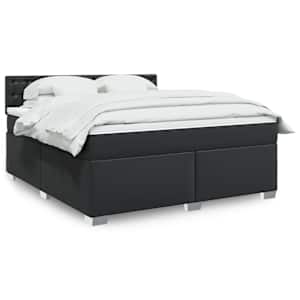 Box spring postel s matrací černá 180x200 cm umělá kůže - obrázek 1
