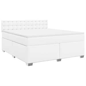 Box spring postel s matrací bílá 180x200 cm umělá kůže - obrázek 2