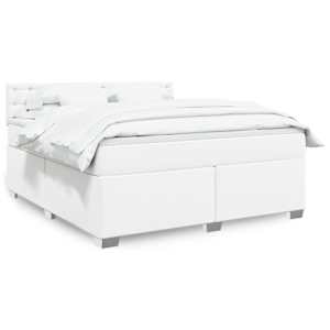 Box spring postel s matrací bílá 180x200 cm umělá kůže - obrázek 1