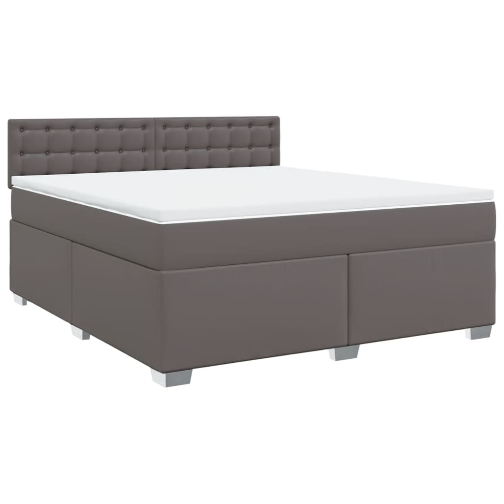 vidaXL Boxspring met matras kunstleer grijs 180x200 cm, foto 3