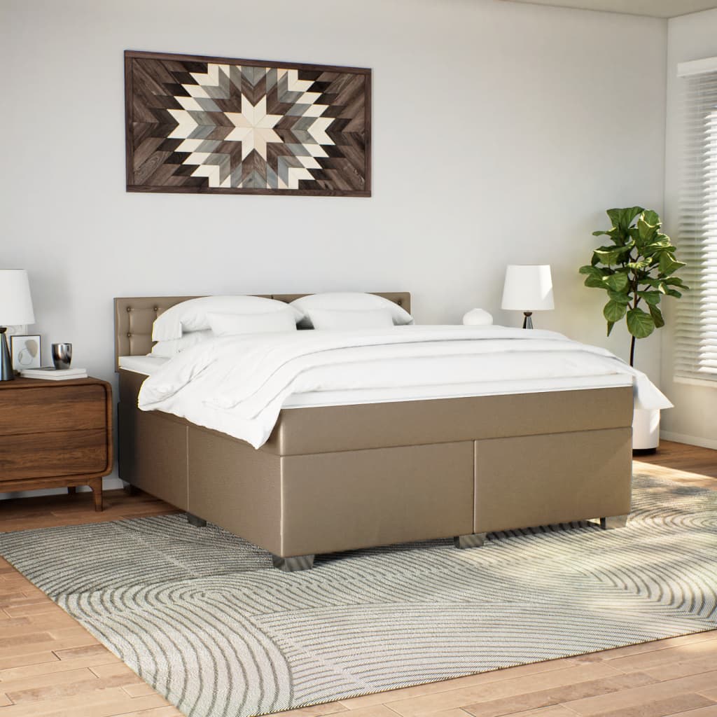 vidaXL Boxspring met matras kunstleer cappuccinokleurig 180x200 cm bruin, foto 2