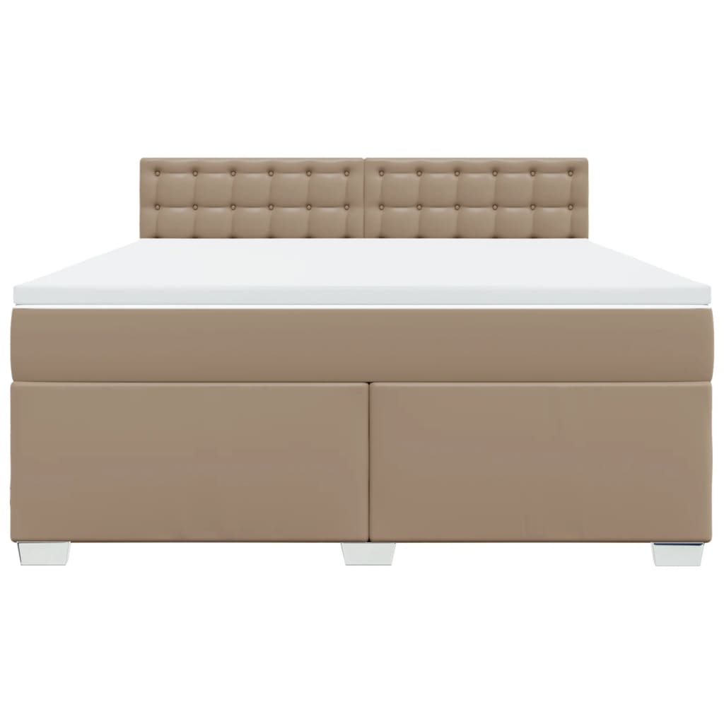 vidaXL Boxspring met matras kunstleer cappuccinokleurig 180x200 cm bruin, foto 4