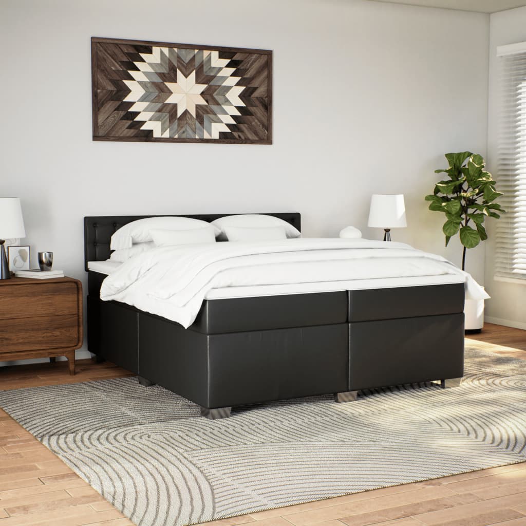 vidaXL Boxspring met matras kunstleer zwart 200x200 cm afbeelding