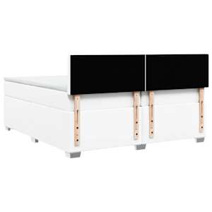 Box spring postel s matrací bílá 200x200 cm umělá kůže - obrázek 6