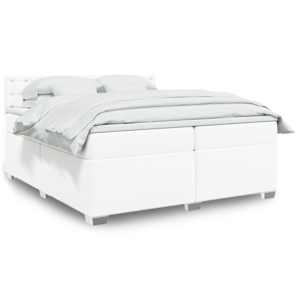 Box spring postel s matrací bílá 200x200 cm umělá kůže - obrázek 1