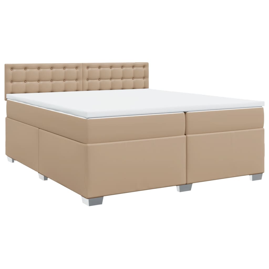 vidaXL Box spring postel s matrací cappuccino 200 x 200 cm umělá kůže