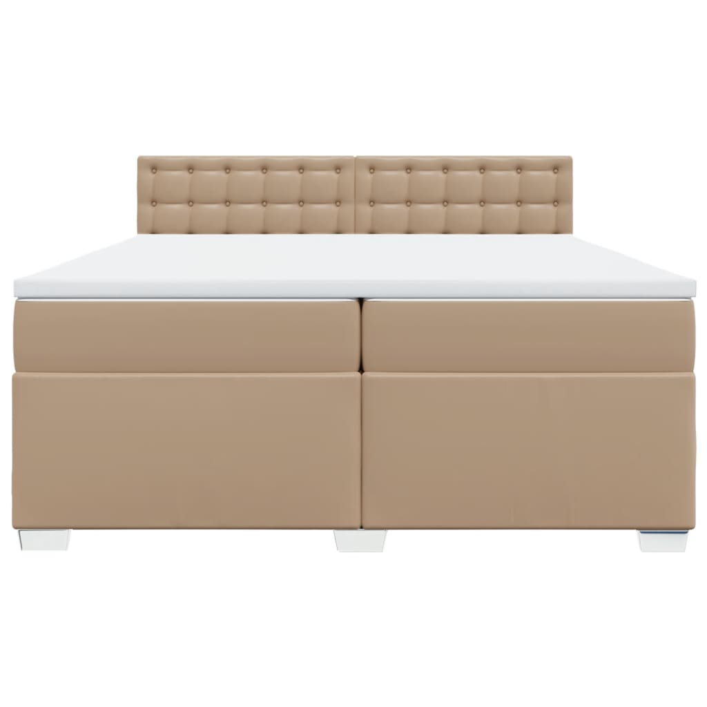 vidaXL Boxspring met matras kunstleer cappuccinokleurig 200x200 cm bruin, foto 4