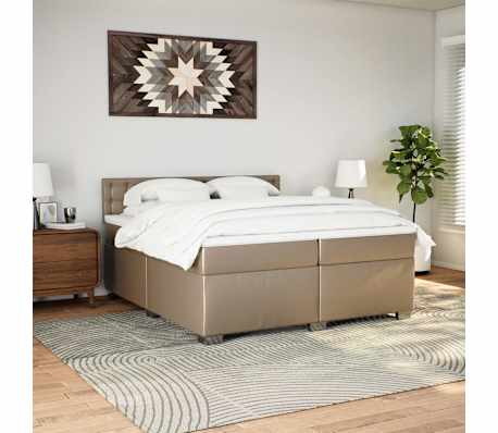 vidaXL Sommier &agrave; lattes de lit avec matelas Cappuccino 200x200 cm