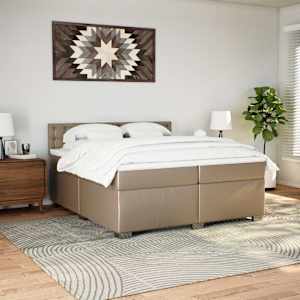 Box spring postel s matrací cappuccino 200 x 200 cm umělá kůže - obrázek 3