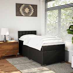 vidaXL Box Spring Bed with Mattress Black King Single Faux Leather