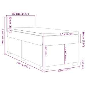Box spring postel s matrací světle šedá 80 x 200 cm samet - obrázek 13