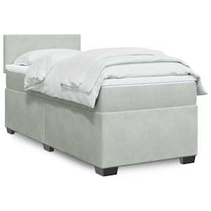 Box spring postel s matrací světle šedá 80 x 200 cm samet - obrázek 1