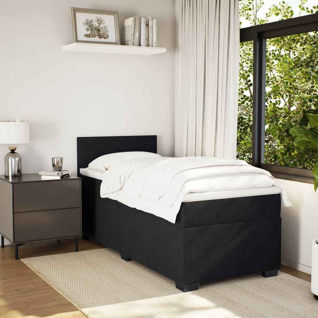 vidaXL Boxspring met matras fluweel zwart 80x200 cm afbeelding