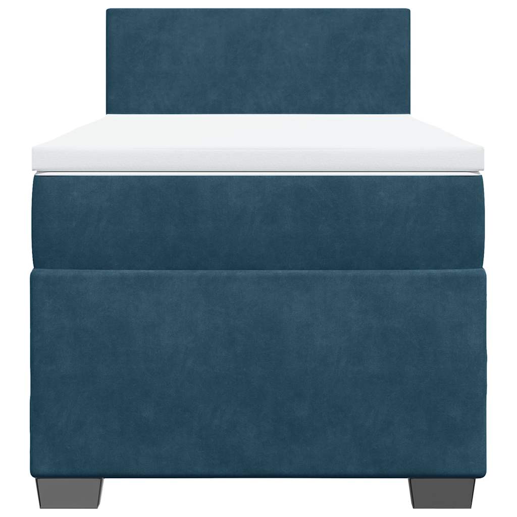 vidaXL Boxspring met matras fluweel donkerblauw 80x200 cm blauw, foto 4