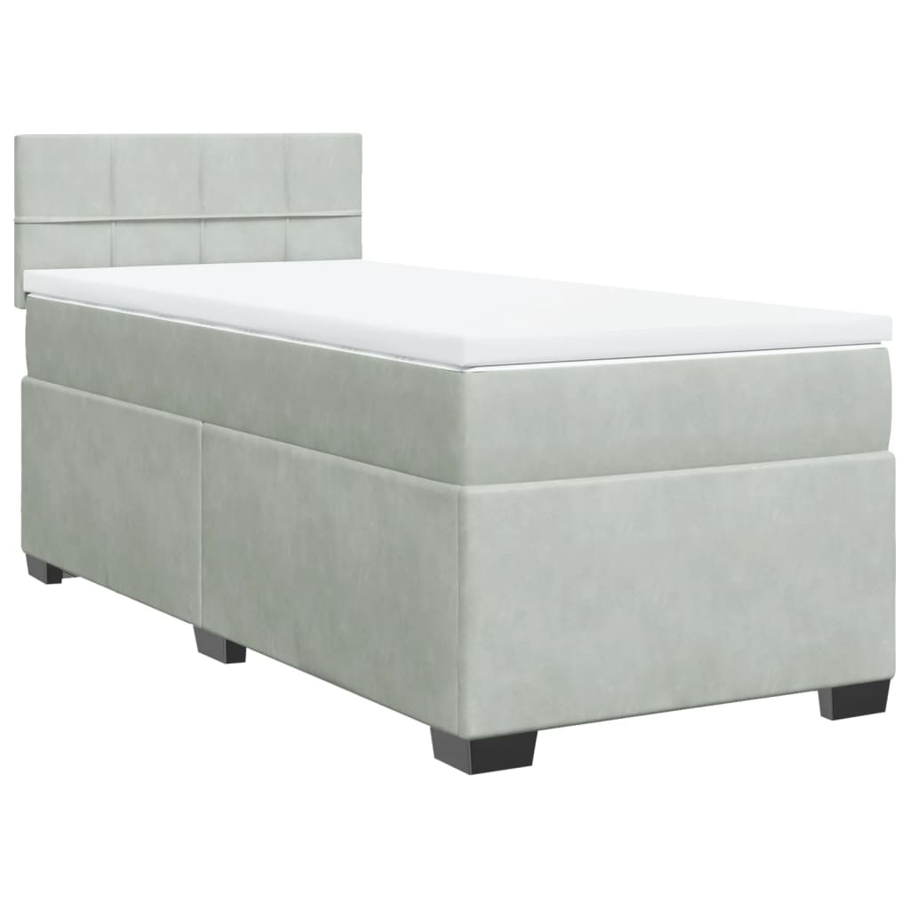 Thumbnail - vidaXL Boxspringbett mit Matratze Hellgrau 80x200 cm Samt