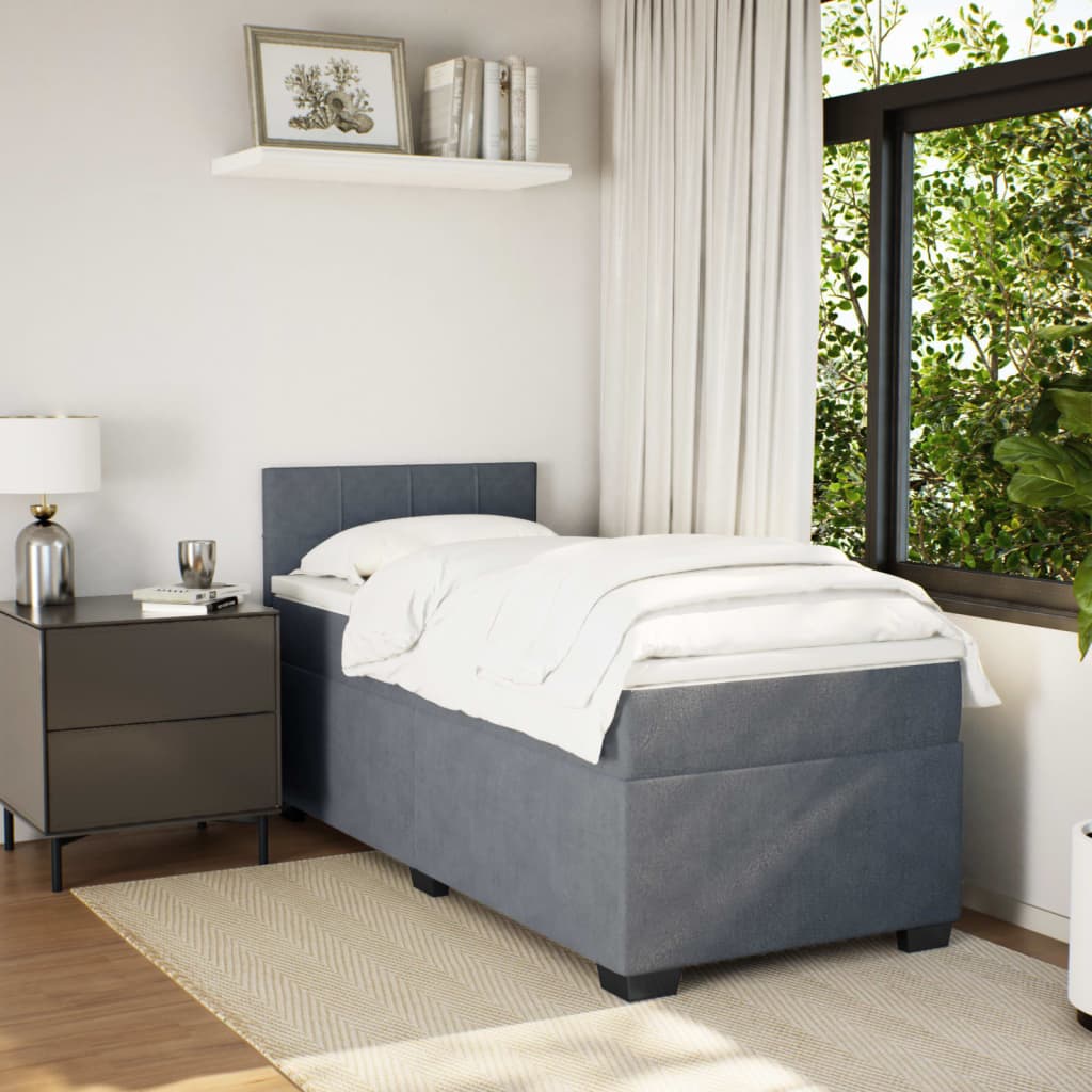 vidaXL Boxspring met matras fluweel donkergrijs 80x200 cm afbeelding