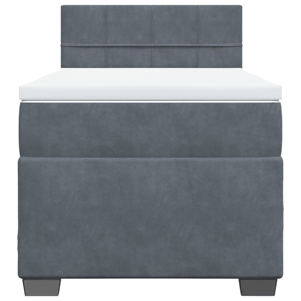vidaXL Boxspring met matras fluweel donkergrijs 80x200 cm grijs, foto 4