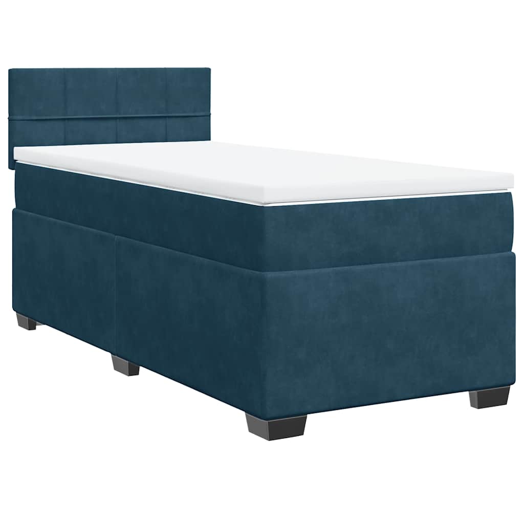 vidaXL Boxspring met matras fluweel donkerblauw 80x200 cm blauw, foto 3