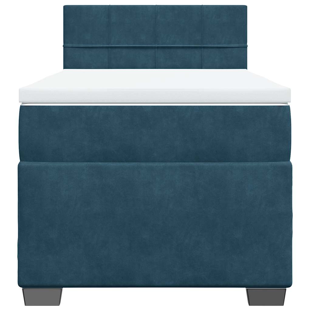 vidaXL Boxspring met matras fluweel donkerblauw 80x200 cm blauw, foto 4