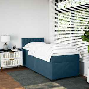 Box spring postel s matrací tmavě modrá 80 x 200 cm samet - obrázek 3