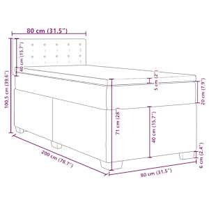 Box spring postel s matrací tmavě šedá 80 x 200 cm samet - obrázek 13